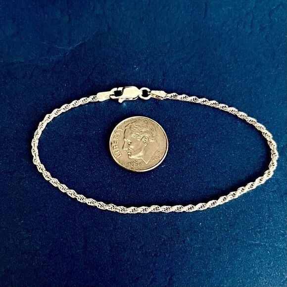 AZM Vintage Italian Sterling 925 Silver Twisted Rope Bracelet - Picture 11 of 11